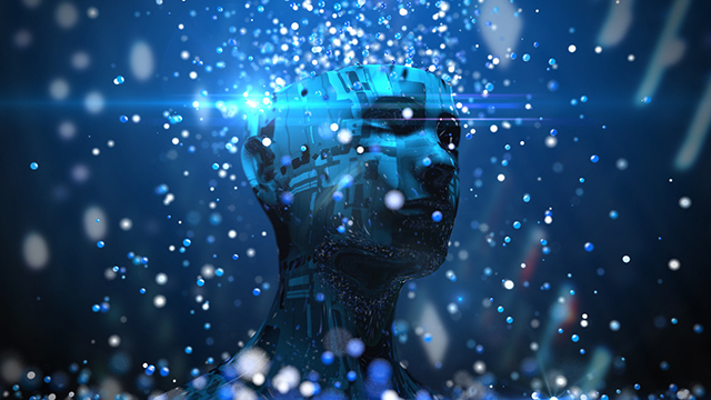 A rendering of an AI head.